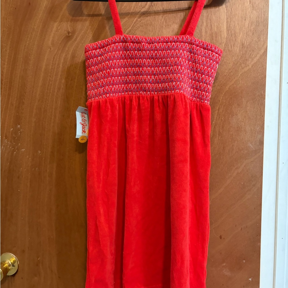 NWT Cat & Jack Red Terry Cloth Girl's Swim Cover up size 14